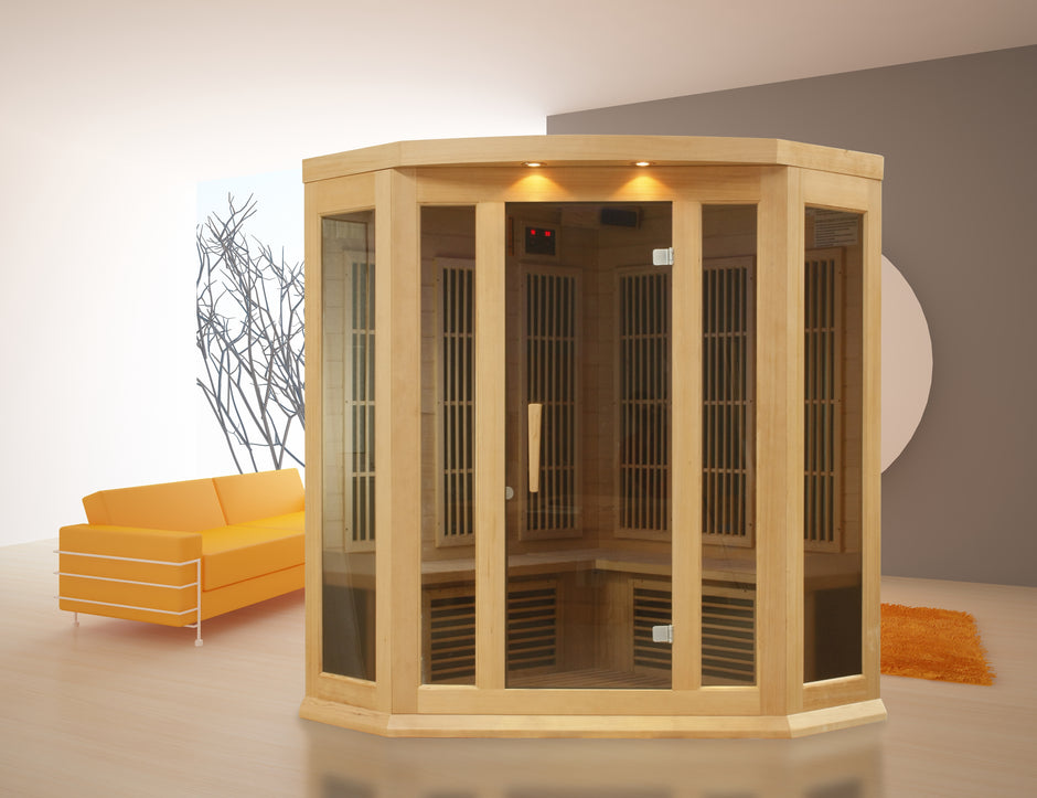 Maxxus 3-Person Corner Low EMF (Under 8MG) FAR Infrared Sauna (Canadian Hemlock)