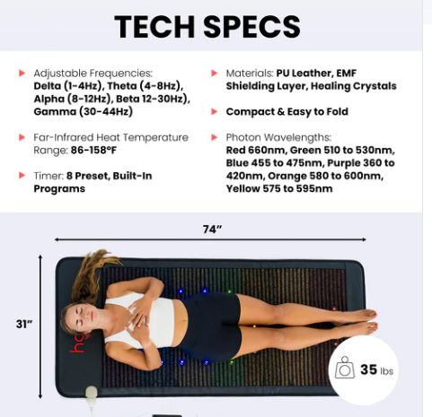 Hooga Chakra PEMF Mat with Infrared Heat and Photons