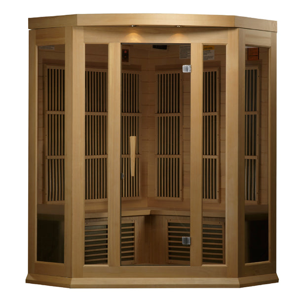 Maxxus 3-Person Corner Low EMF (Under 8MG) FAR Infrared Sauna (Canadian Hemlock)